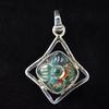 A+ CERTIFIED Natural Ammolite 22 Ct Square Cushion 925 Sterling Silver Pendant
