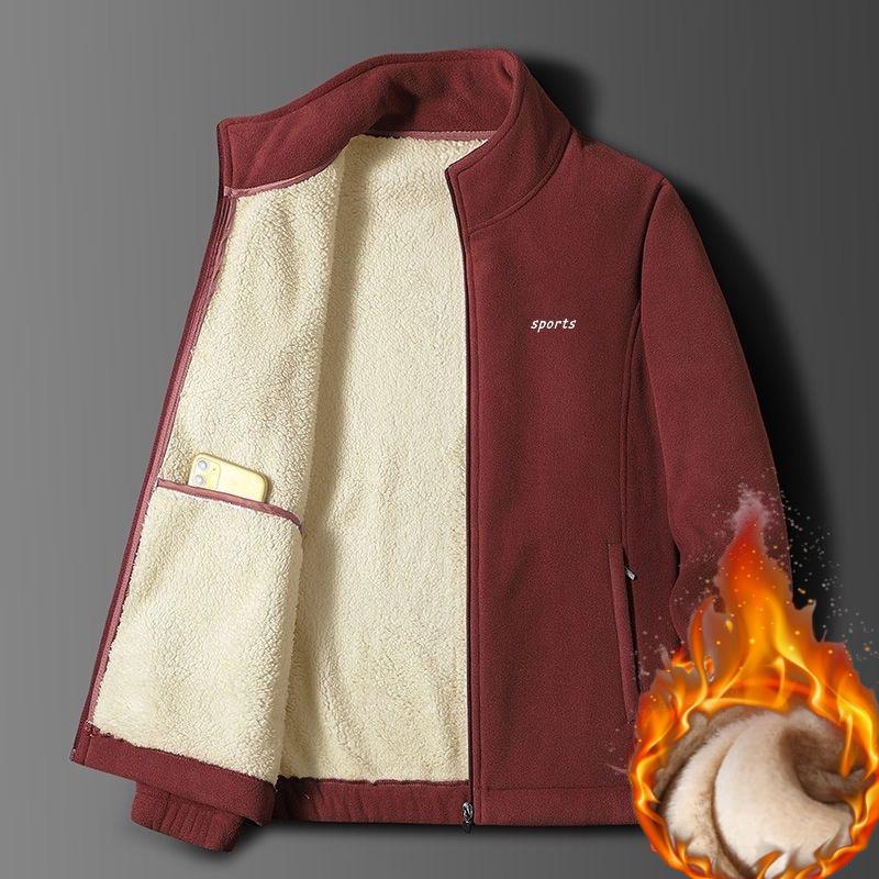 Lamb Fleece Jacket Men's Winter Plus Velvet Thick Warm Jacket All-match Loose Lapel Top Men's Clothing