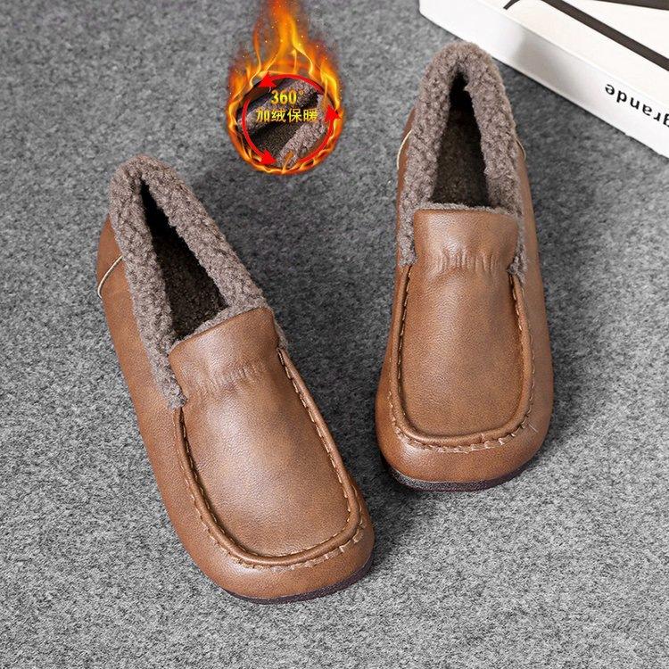 

Doudou shoes autumn and winter velvet warm snow boots fluffy shoes year retro round head flat cotton shoes 35