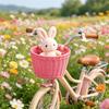 Kids Bike Basket Woven Imitation Rattan Bicycle Handlebar Basket Front Storage Basket for Kids Bike Scooter Toys Snacks Drinks