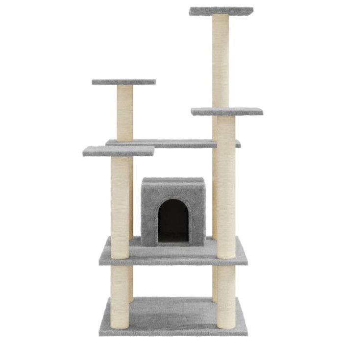 VidaXL Arbre à chat avec griffoirs en sisal Gris clair 110 cm
