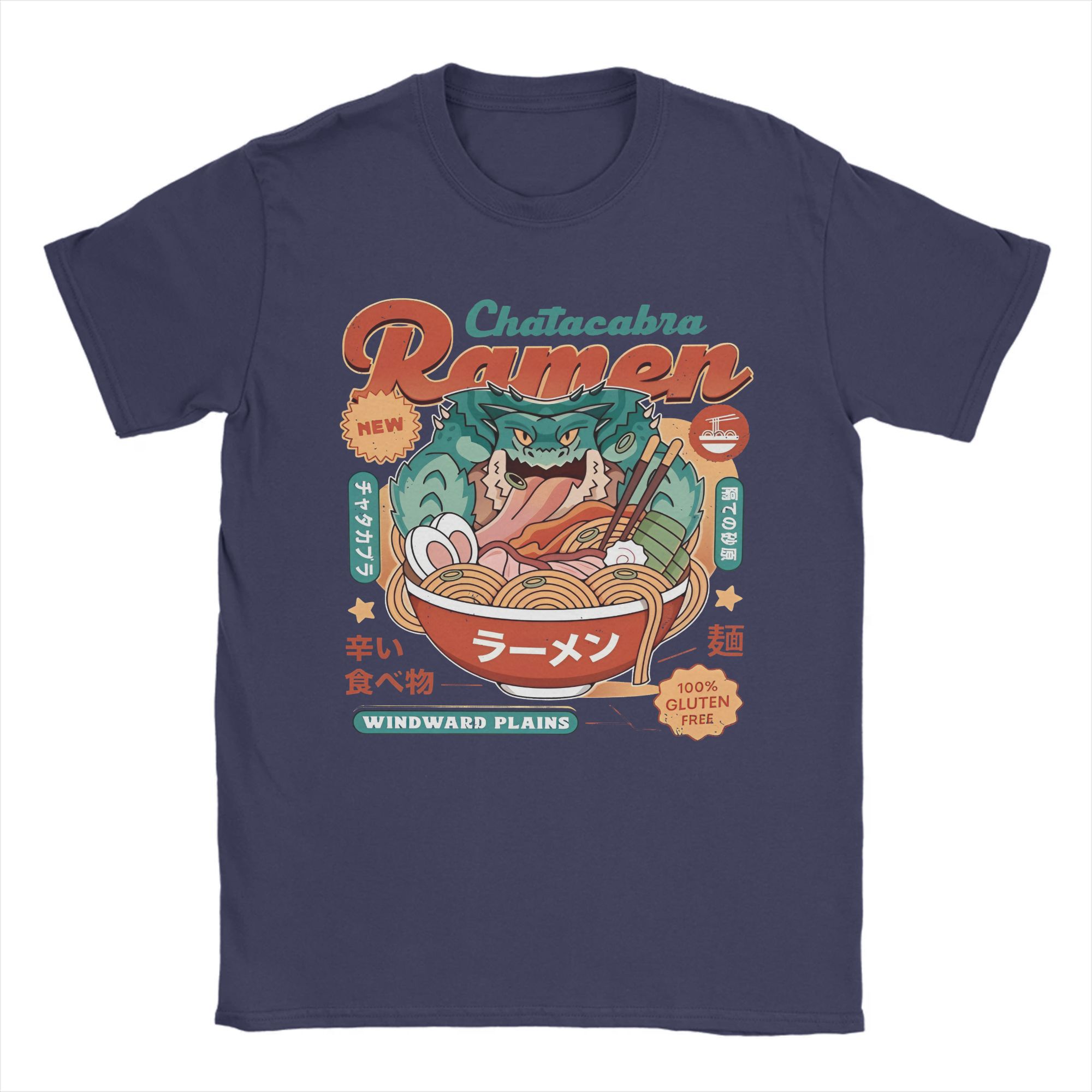 

Винтажная футболка Hunter Wilds Chatacabra Ramen для мужчин с круглым вырезом из чистого хлопка, футболки с коротким рукавом для игр, подарочная одежда XXXXXL темно-синий