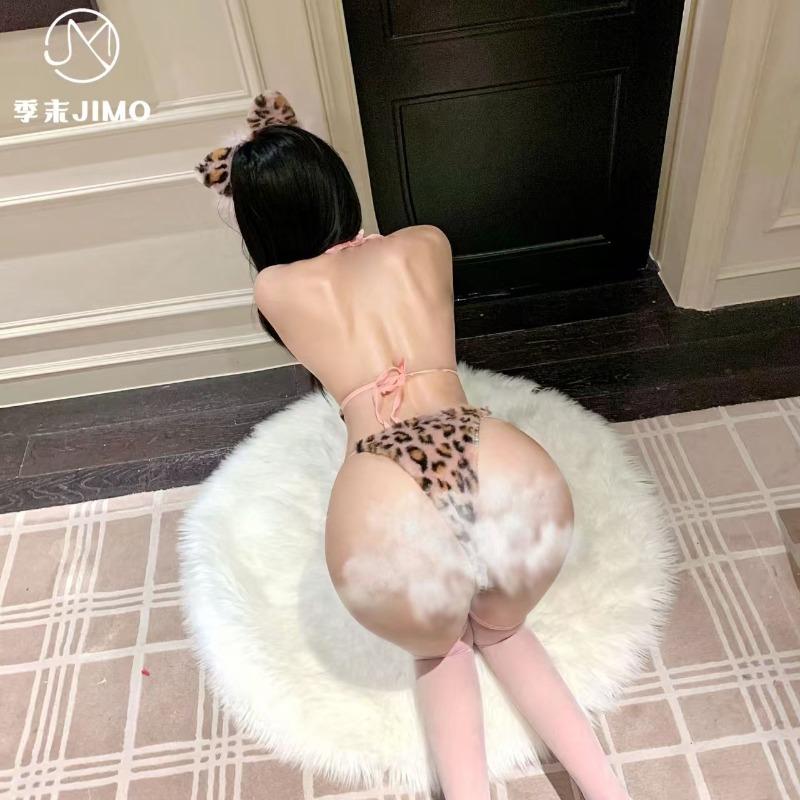 Sexy lingerie end-of-season sweetheart leopard * sexy plush leopard print strap onesie pure lust pussy