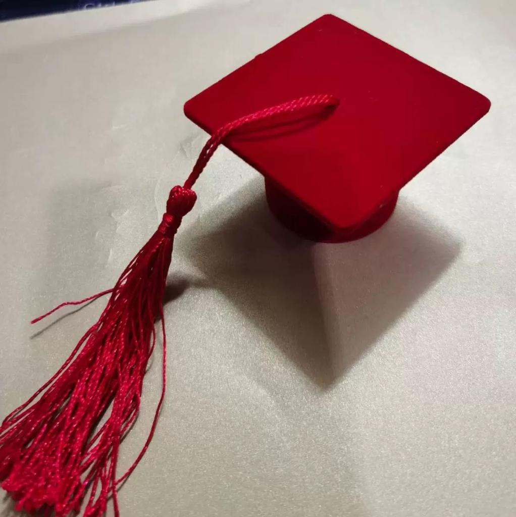 Plüsch-Ringe-Box Kreative Bachelorhut-Schmuckaufbewahrungsbox Abschluss-Abzeichen Abschlusszeit-Geschenk Campus-Heiratsantrag Mini-Ringe-Box