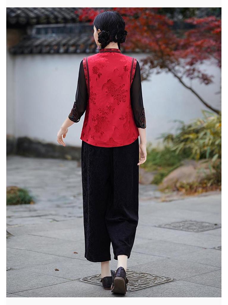 Ethnic Style Women's Floral Embroidered Vest Cardigan