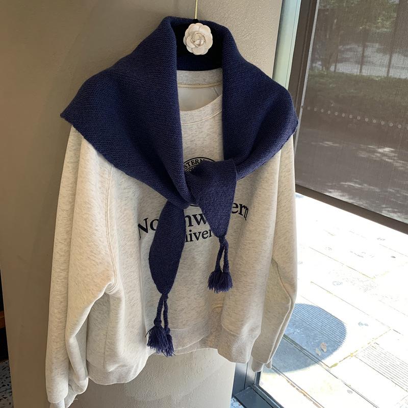 Literary Triangle Scarf Shawl Autumn And Winter Outer Scarf Hanging Spike Multi-Functional Scarf Scarf Neck Vest Versatile Triangle Scarf