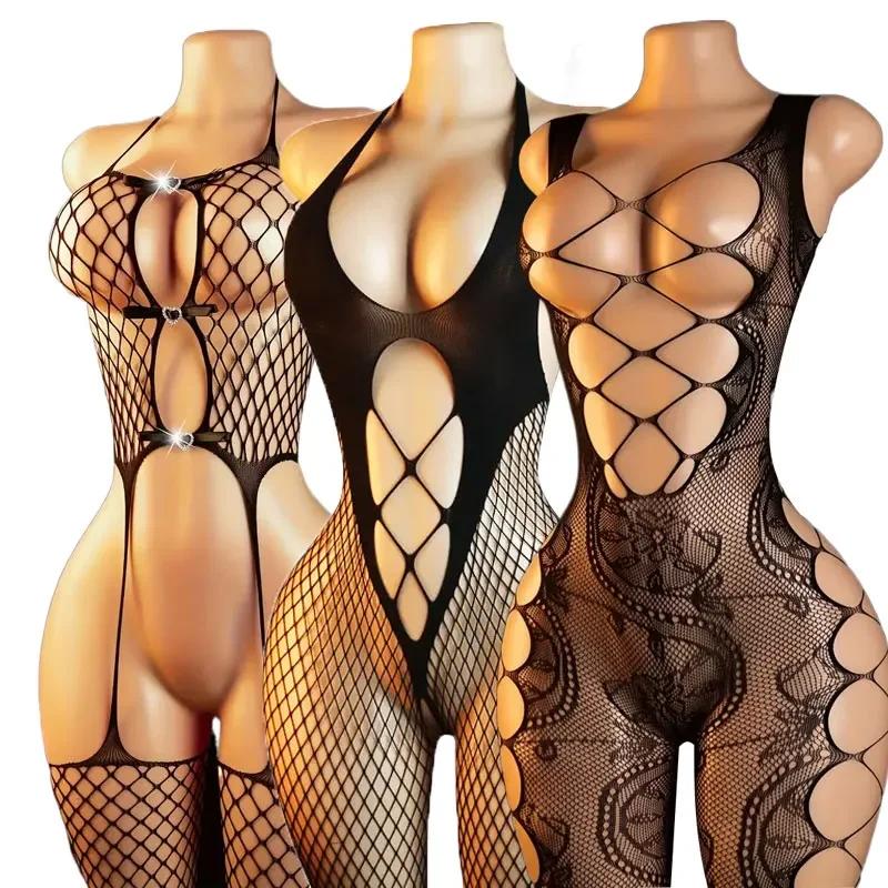 Sexy Adult Open Crotch Body Stocking Erotic Lingerie One Piece Bodysuit Porn Sleeveless Underwear Women Crotchless Bodystockings