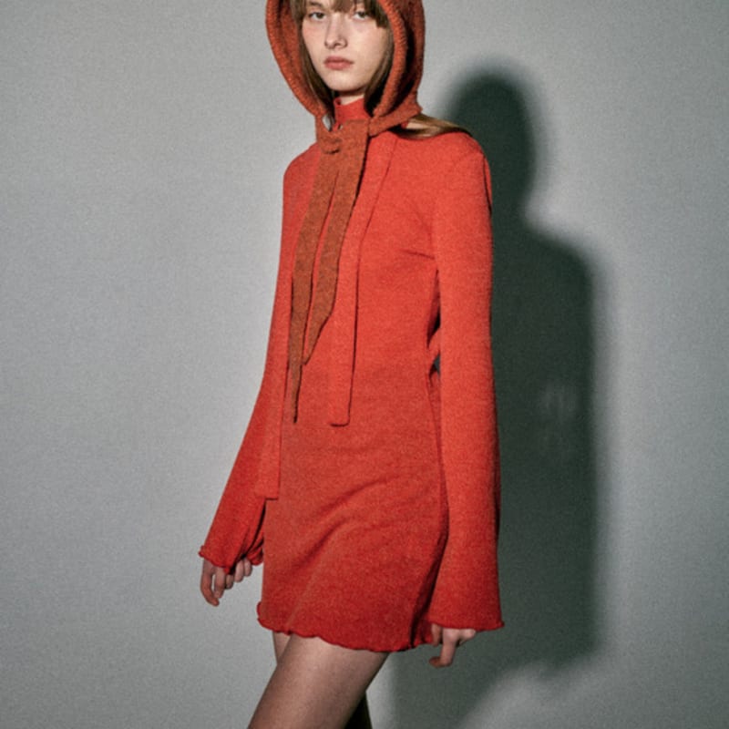 QUAFE MIXED RIBBON BALACLAVA_ORANGE RED