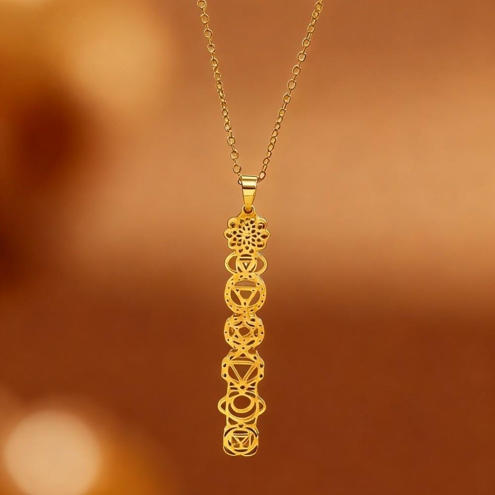 Gold Color Chakra Flower Necklaces Flower Pendant Amulet Necklaces  for Yoga Practice