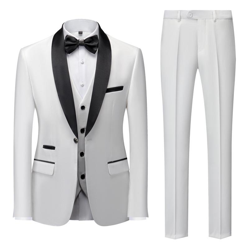 Men's Plus Size Business Casual Suit Three-Piece Set for Weddings and Events