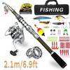 Portable Telescopic Fishing Rod & Reel Set with Soft Bait, Hook, and Line for Long Cast Sea Fishing