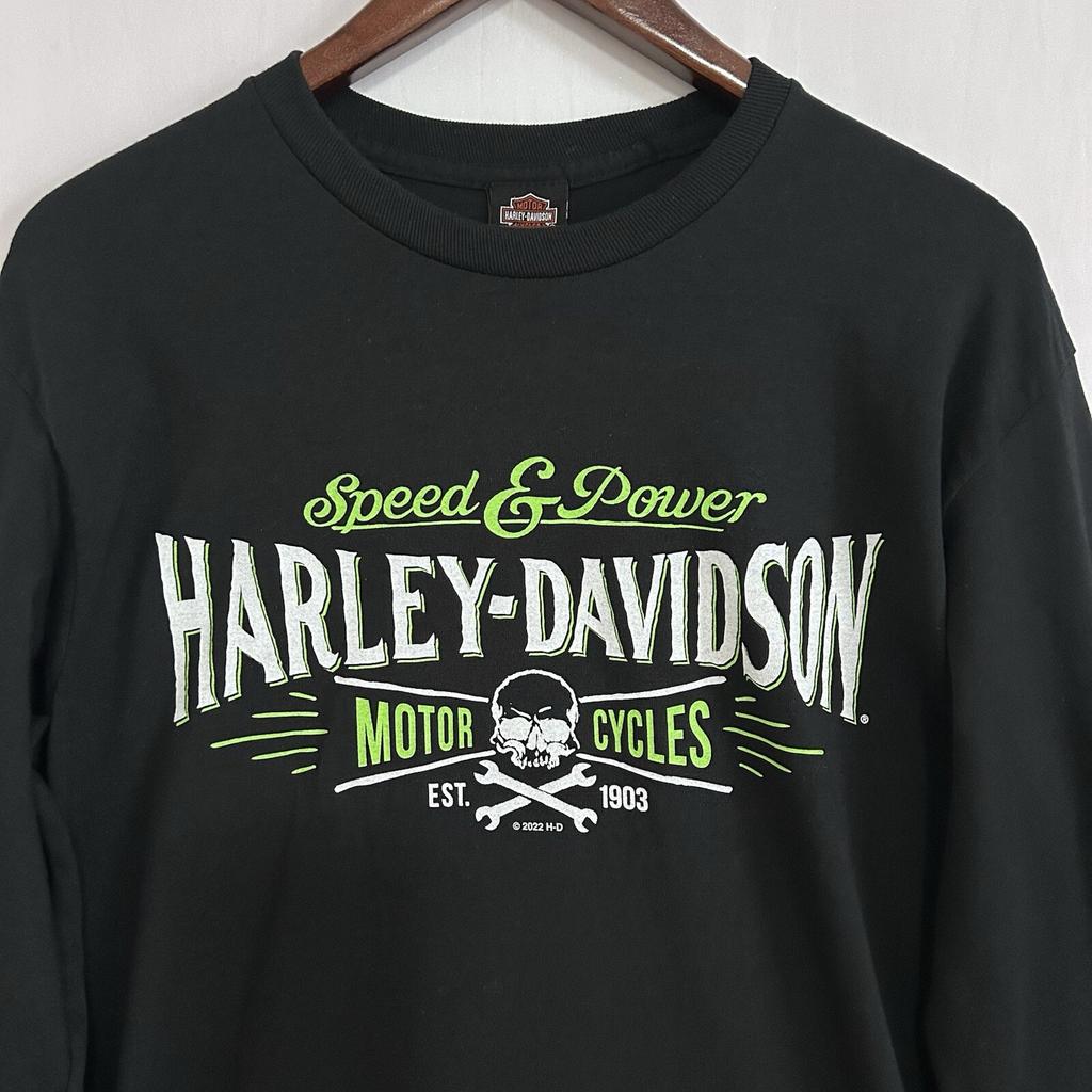 Harley Davidson Villain Militaire Ramstein Luchtmachtbasis, Duitsland Lange Mouwen Zwart