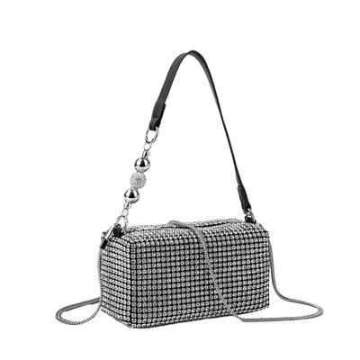 OIUYUE Rhinestone Mini Shoulder Bag, Women's Pochette, Sparkly Handbag, Shoulder Bag with Chain, Korean Style, Casual, Crossbody Bag, 2-Way (Free