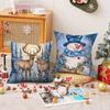 New Christmas Pillow Cover Linen Print Car Cushion Cartoon Cute Living Room Sofa Cushion