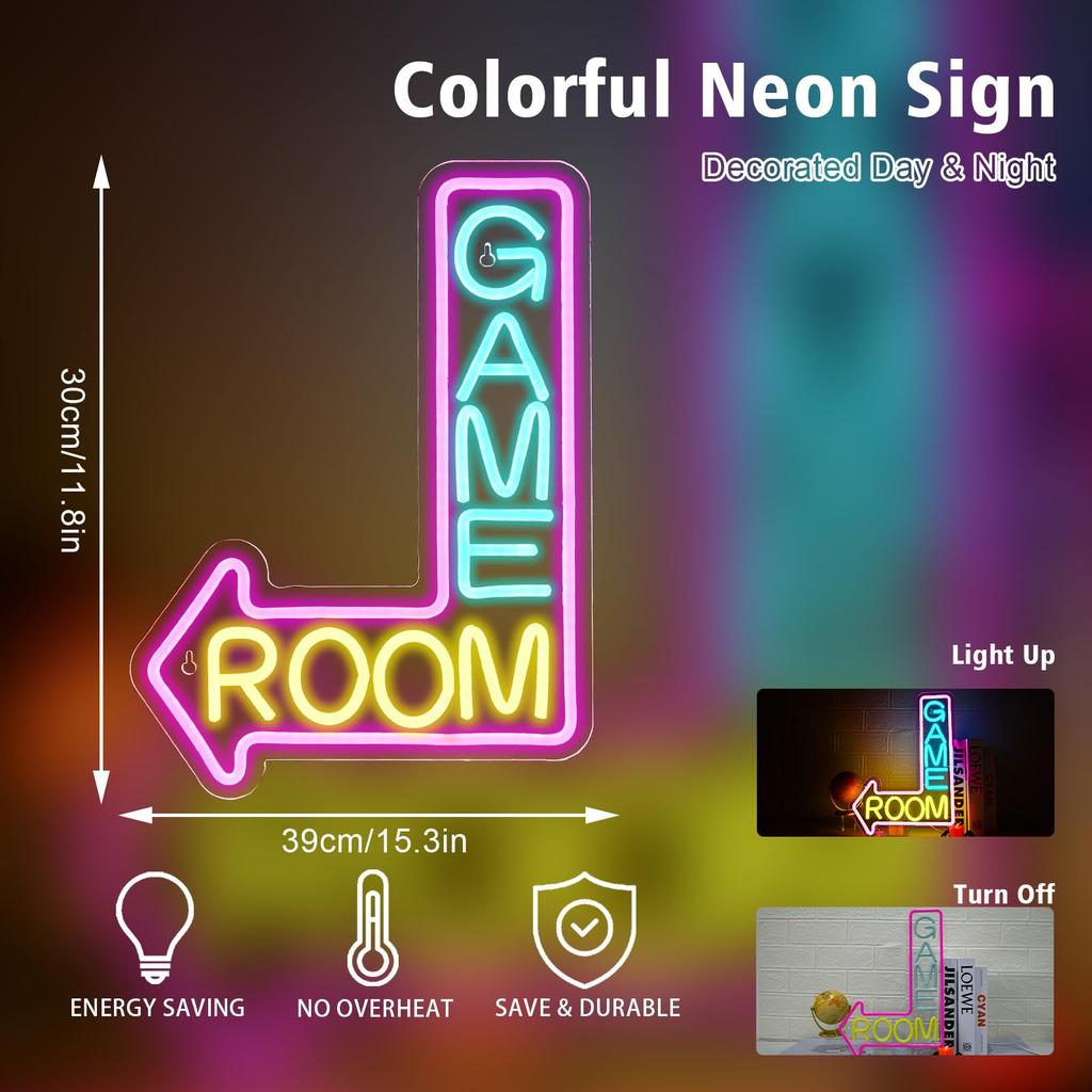 Game Room Neon Sign Gaming for Wall Decor Man Cave Signs for Game Room Teen Boy Bedroom Home Bar Club Decorations Gifts