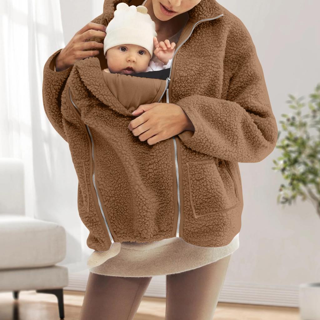 Ensemble familial assorti surdimensionné à la mode pour femmes: - Combinaison Mère-Enfant - Manteau en Peau de Mouton Coloré