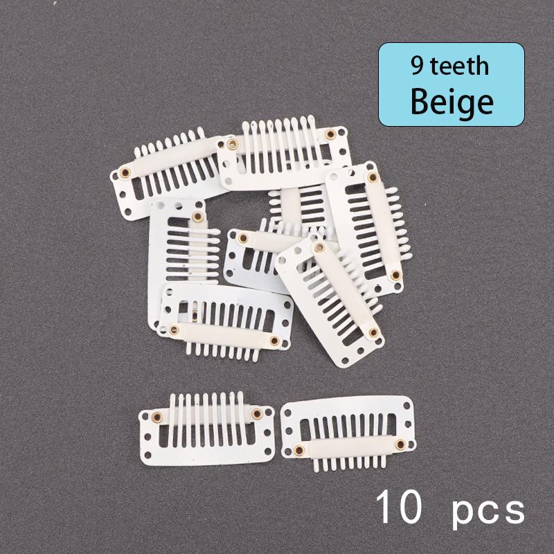 

10 шт./лот 32 мм 9-зубчатые заколки для наращивания волос U-образные металлические защелкивающиеся зажимы для наращивания волос плетение париков аксессуары зажимы расческа