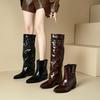 Women's Low-heeled Boots Autumn and Winter New European and American Thick-heeled Large-size Roman Medium Boots