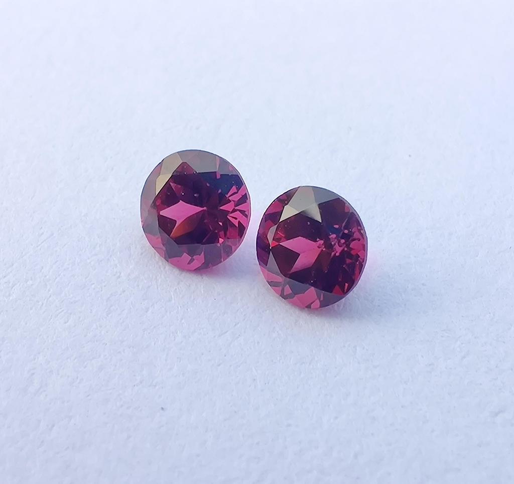 2 Pieces Set Round Cut 4 Mm, Natural Deep Pink Color Rubellite Gemstone, 0.75 Cent Rubellite Round Stone For Making Ring.