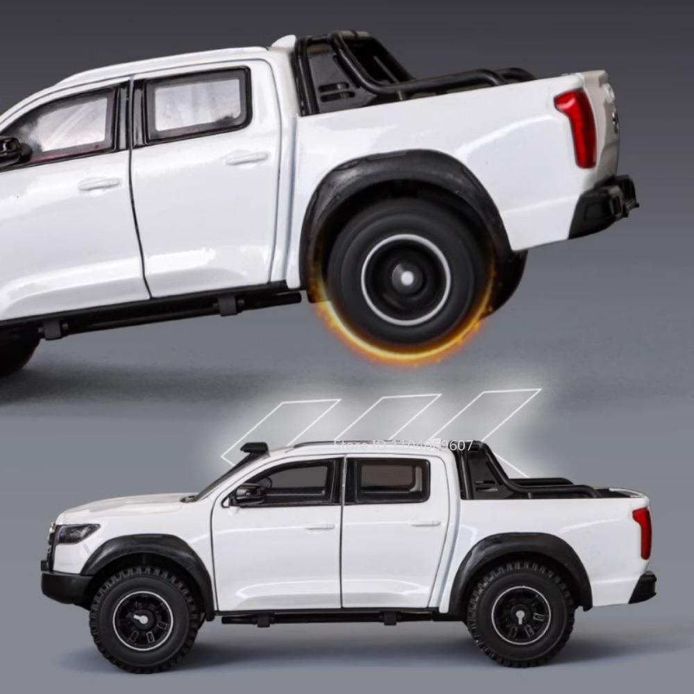1:24 Scale POER Car Model Toy Alloy Diecast Free Wheeling Shock Absorption Sound Light Off-road Pickup Truck Models for Kids