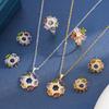 European & American Jewelry Set: Colored Zircon Necklace, Earrings, Ring - Three-Piece Set for Women