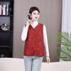 Autumn Retro Frog Button Vest: Elegant Round Neck Top for Middle-aged & Elderly Women