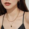 Roman Black Double Layer Titanium Necklace Set for Autumn/Winter Fashion - European American Style Accessory for Sweater Knitwear Matching.