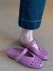 Sheepskin Version~ 2025 New Leather Hollow Bag Head Half Slippers Women's Summer Flat Bottom Mary Jane Hole Sandals Women's Shoes