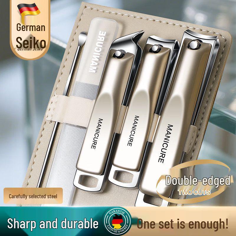 German Nail Clippers & Scissors Set - Anti-Splash & Slant Tip for Pedicure