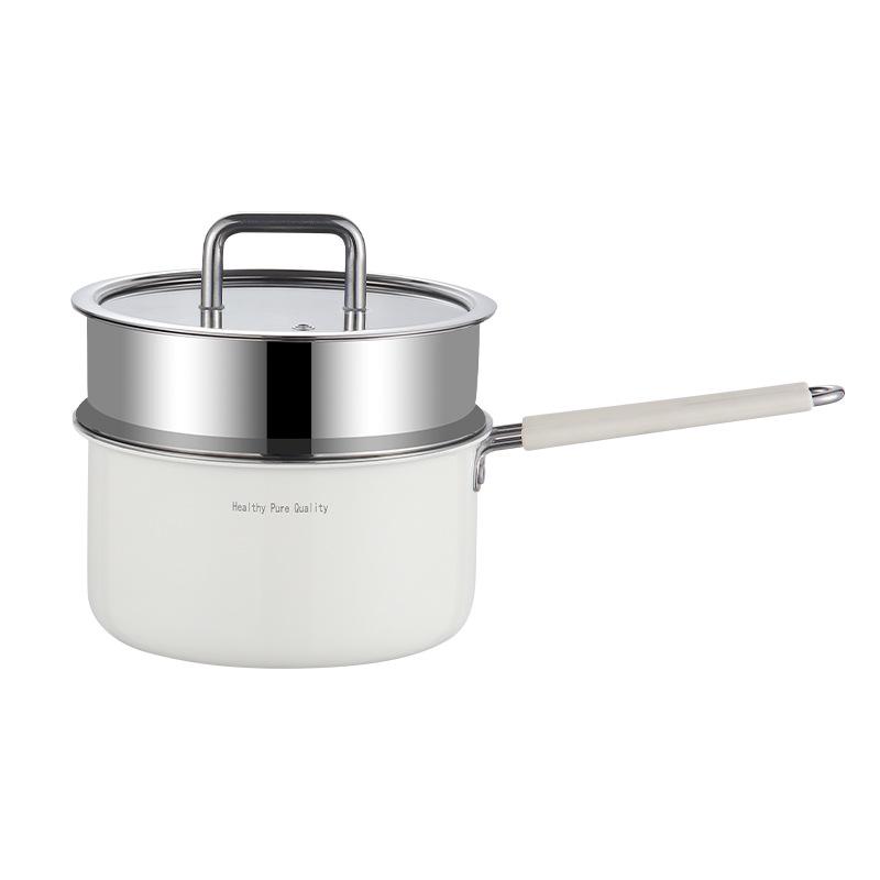 Xunshun 316L Stainless Steel Non-Stick Baby Food Pot, Ceramic Milk & Noodle Soup Pot, Extra Thick for One-Person Cooking.