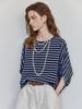 MAXZA Marine Stripe Loose Fit Cape T-Shirt