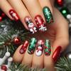 Festive Snowman & Snowflake Tree Nail Art: European & American Style Christmas Fake Nails