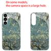 Apricot blue background pattern glass phone case suitable for Samsung Galaxy S26 S25 S24 S22 S21 S20 FE/Ultra/Plus5G anti drop