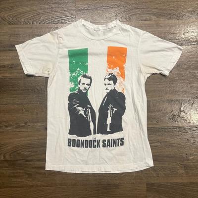 Y2K / Vintage Boondock Saints Movie Irish Flag Graphic T-shirt White Size Small