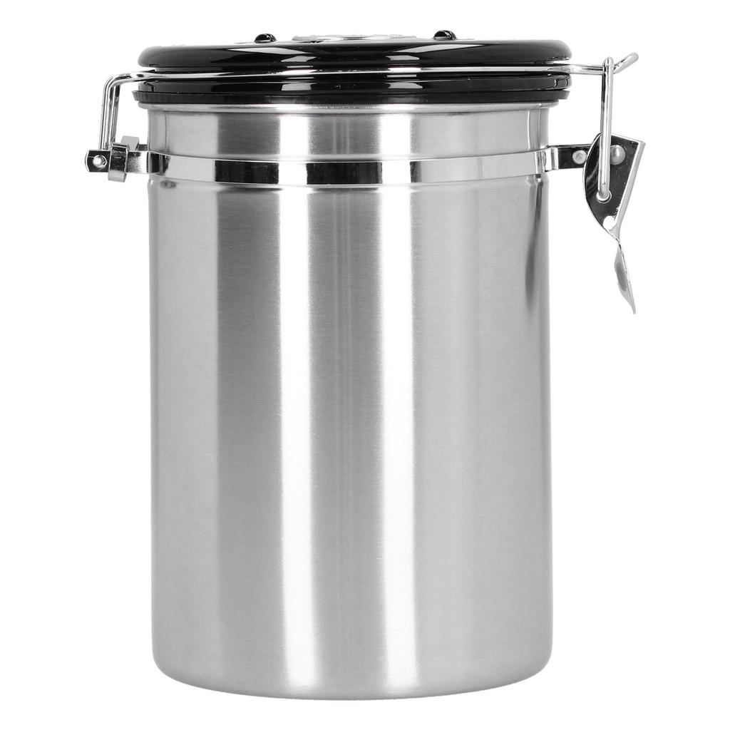 Coffee Beans Canister with Exhaust Valve Stainless Steel Storage Sealing Container with Spoon