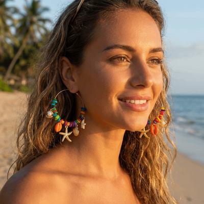 Bead Starfish Dangle Earrings Colorful Irregular Earrings Boho Drop Earrings  Party