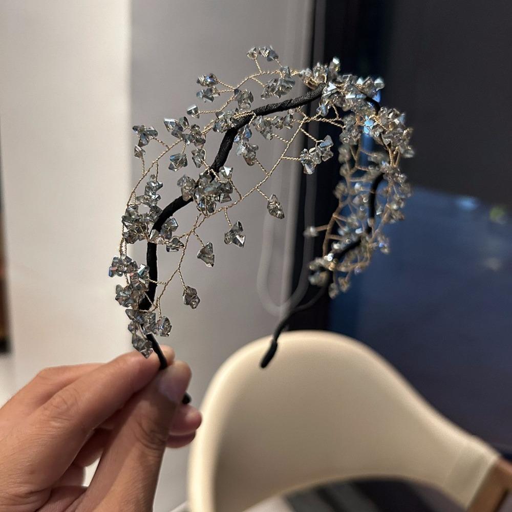 Luxury Crystal Beaded Hair Hoop Korean Style Wedding Headwear  Bridal Headwear