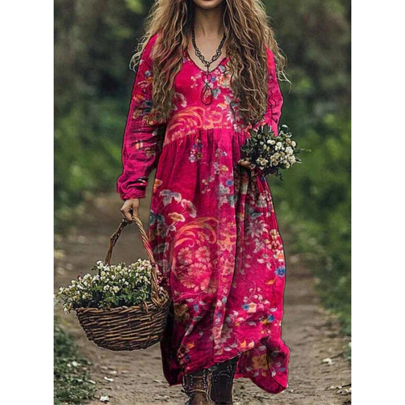 BITCED Fashion Autumn Winter Long Sleeve V-Neck Casual Dresses