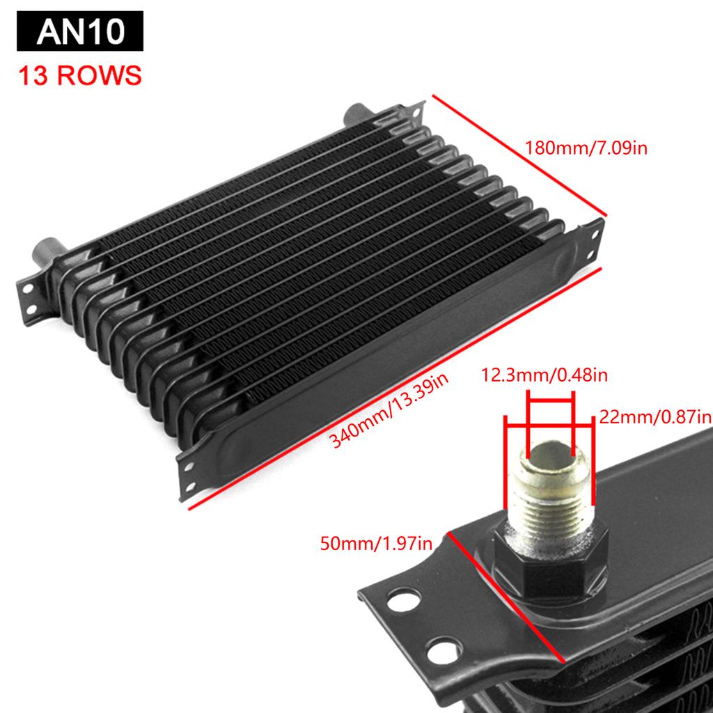 7/10/13/15 Rows Oil Coolers Kit 10AN Transmission Engine Coolers Universals Aluminium Black Car Engine Cooling