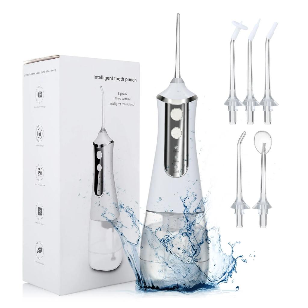 Portable 300ML Oral Irrigator Water Flosser Tartar Remover 5 Nozzels 3 Modes Waterproof USB Rechargeable Teeth Cleaning Tool