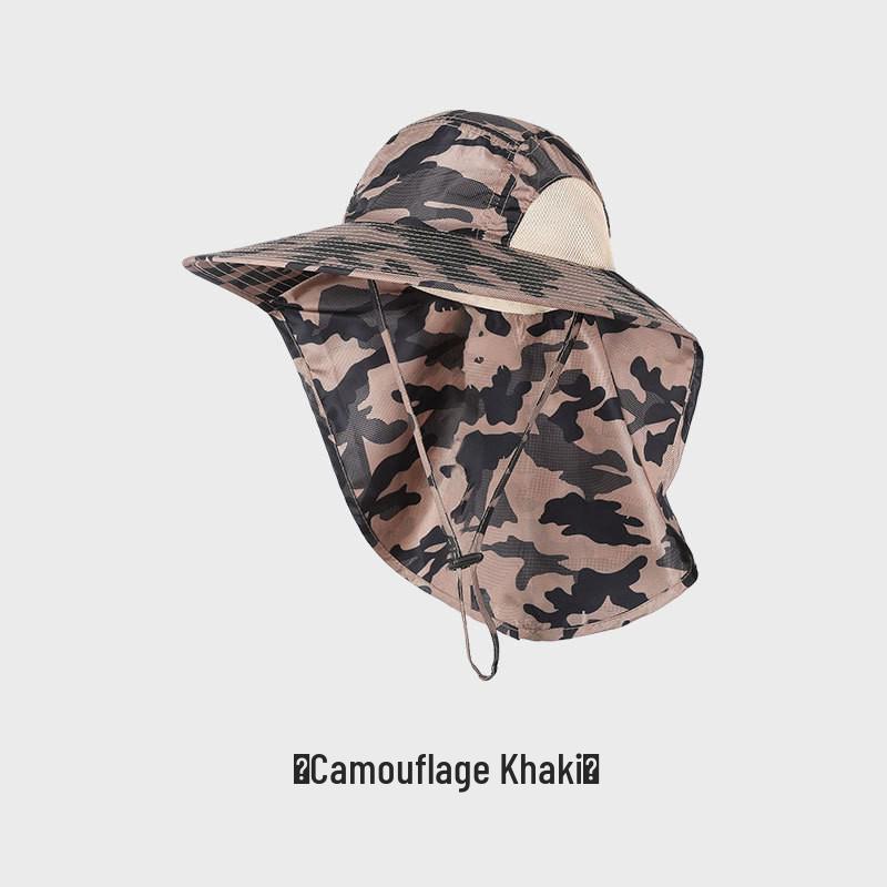 Herren Sommer Sonnenschutz Fischerhut mit breiter Krempe, Nackenschutz und Netzeinsätzen an den Seiten für Outdoor-Aktivitäten