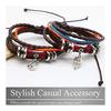 BUZZxSELECTION Men's Bracelet Leather Coin Piece Feather Braided Jewelry Synthetic Leather AC055