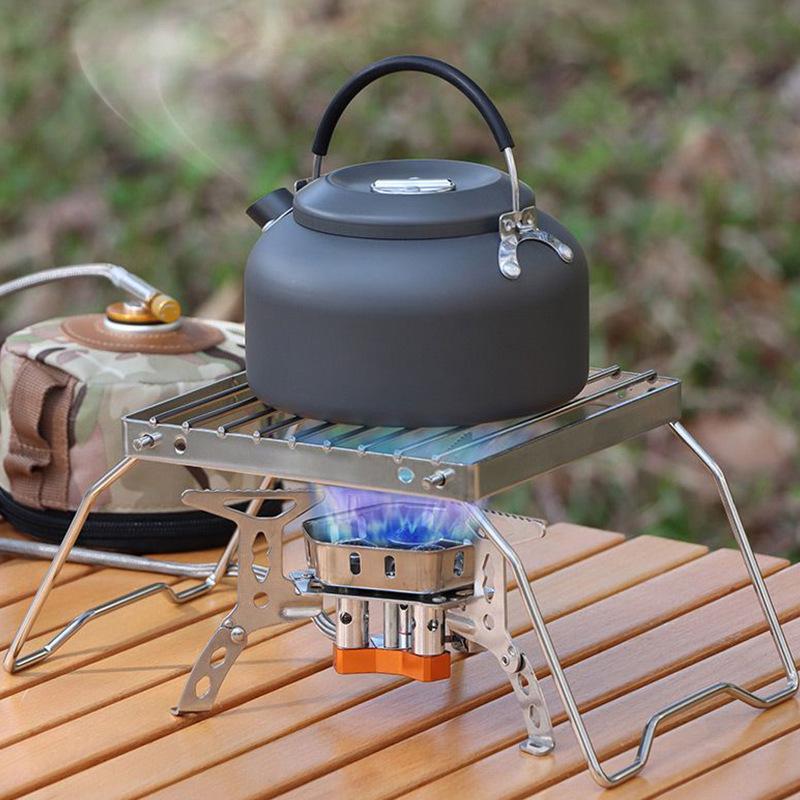 Tragbarer Faltbarer Edelstahl-BBQ-Grill mit Grillplatte & Kesselständer