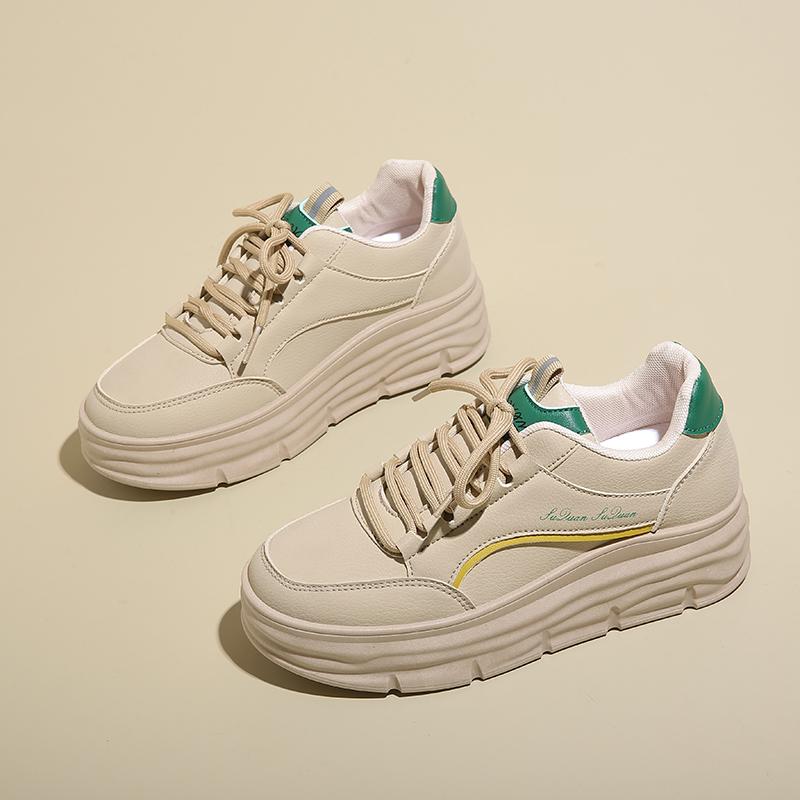 Fashion Spring Thick Sole White Women Shoes Woven Sneakers Size 50 Tenis 47 Sports Choes Fashion Industrial Sewing Practice Pretty