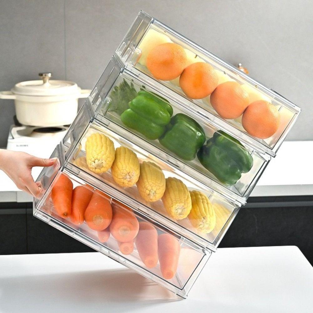 Fresh Keeping Refrigerator Storage Box Stackable Cosmetic Display Case  for Kitchen