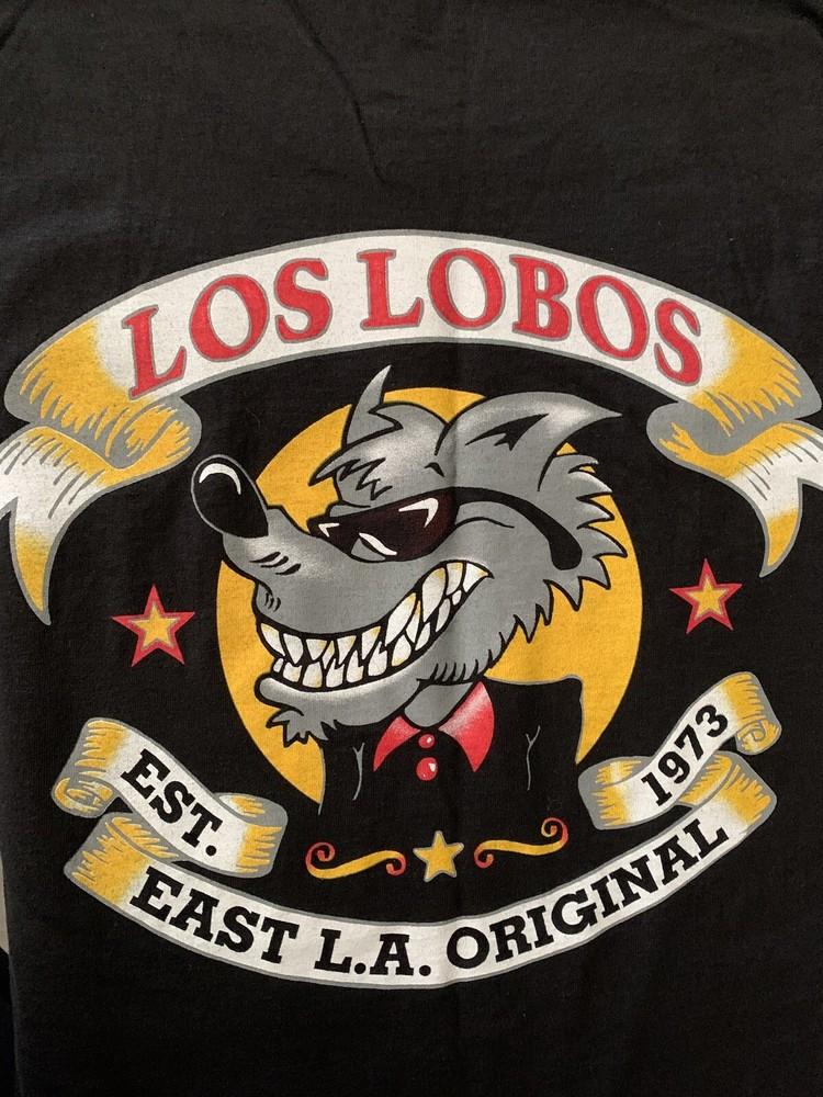 Los Lobos East LA Original T-shirt Black Large Wolf Logo Latin Rock Band Ese XXL
