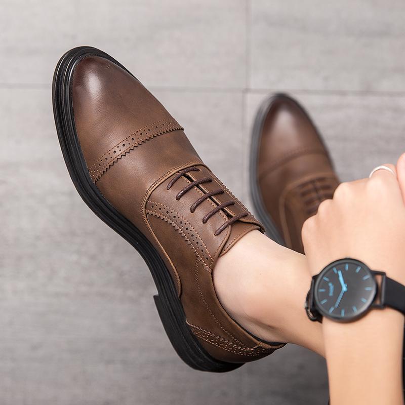 Men’s Brogues Dress Formal Leather Business Derby Shoes Wingtip Tuxedo Wedding Blazers Saddle Shoes Large Size