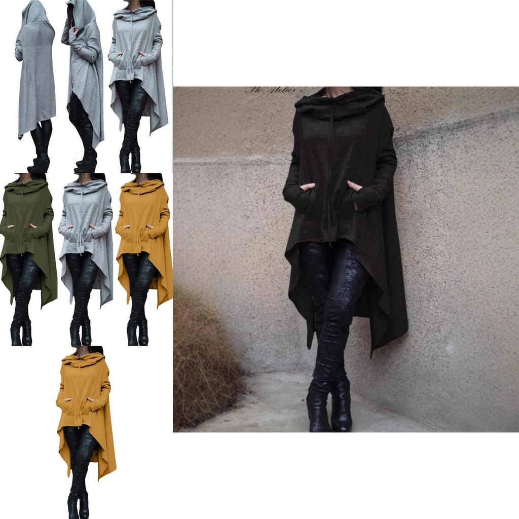 Plain Long Sleeve Hoodie Sweatshirt With Midlength Design For Women Winter