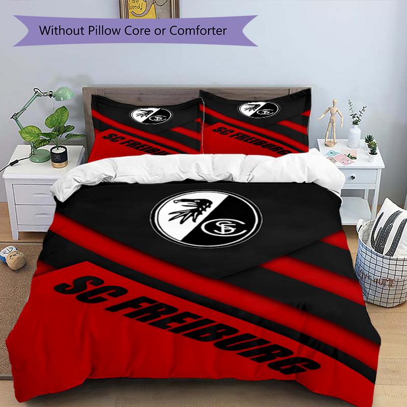 3pcs Duvet Cover Set (1*Duvet Cover + 2*Pillowcase, Without Core), SC Freiburg Print Bedding Set, Bedroom Decor, All‑Season, Birthday Gift