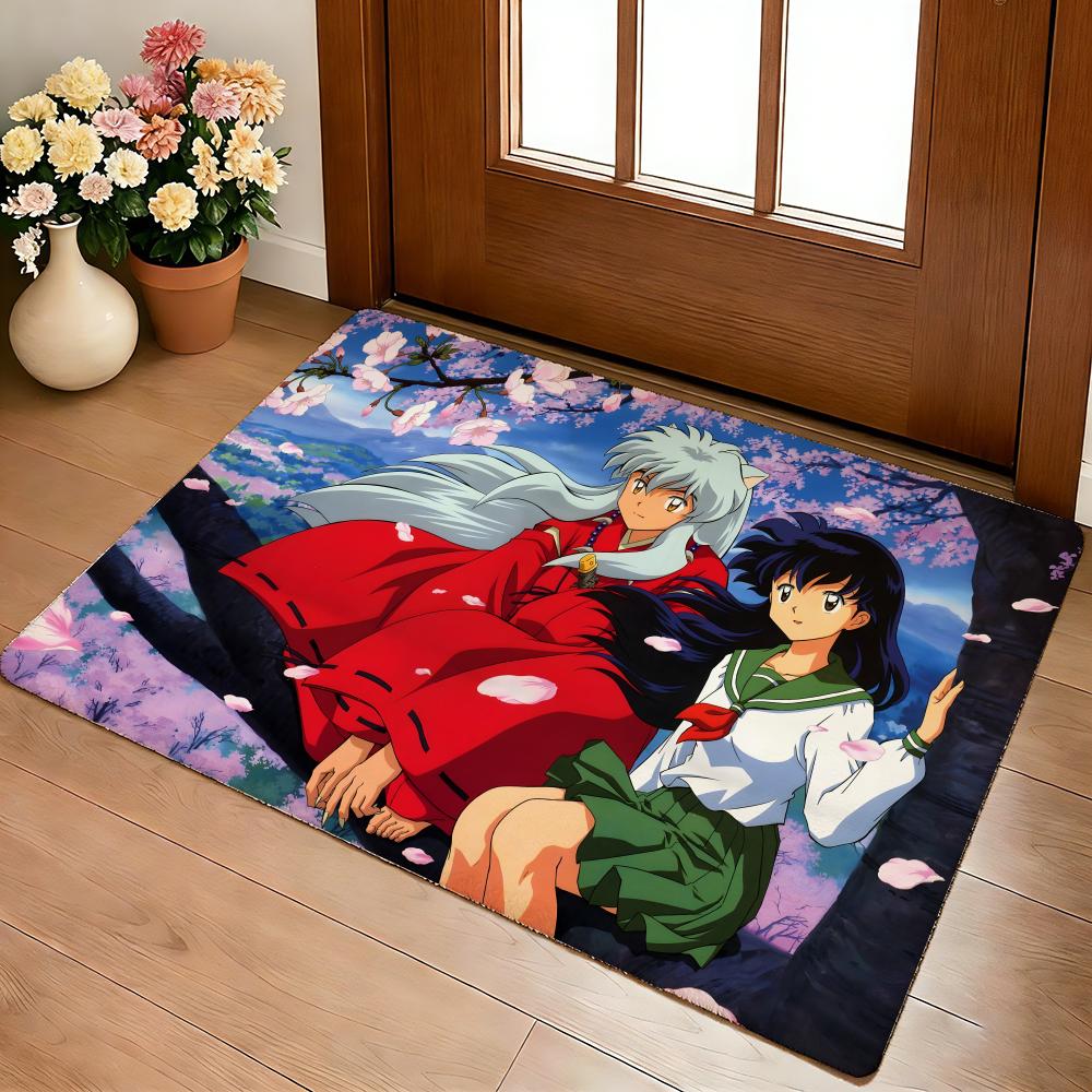 Animel-Inuyasha Floor Mat Cozy Flannel Soft Thick Non-Slip Mat For Living Room Bedroom Kitchen Decor Rugs